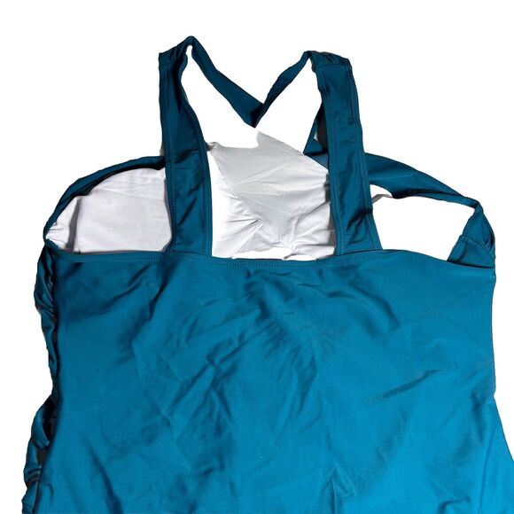 Bloomchic Swimsuit Women’s 2X Cross Wrap Sculpt Waist One Piece Teal - Picture 7 of 13